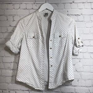 Anne Klein button down white with black dots